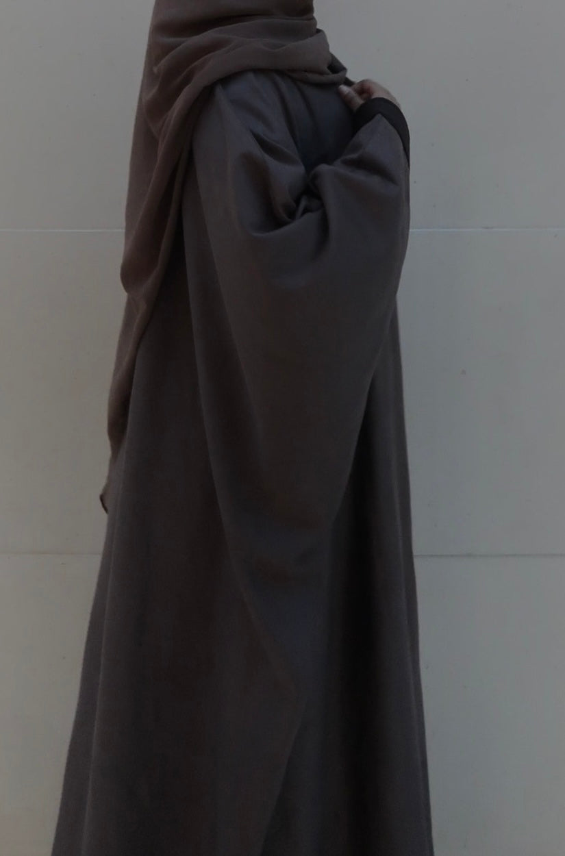 Suede Wrap Abaya Brown