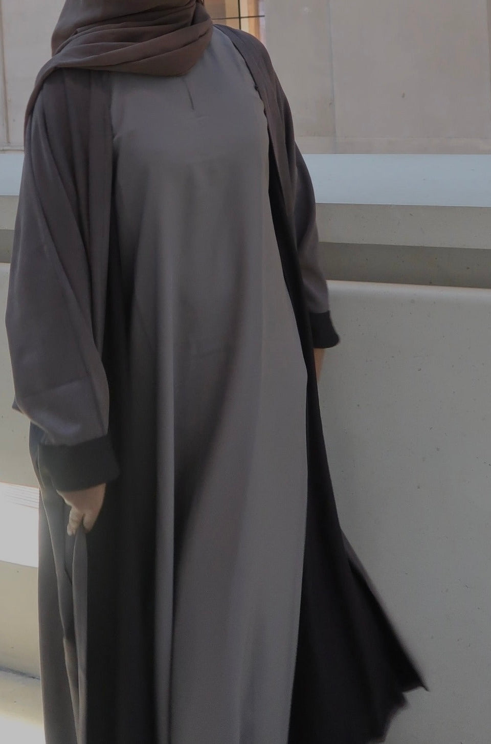 Suede Wrap Abaya Brown