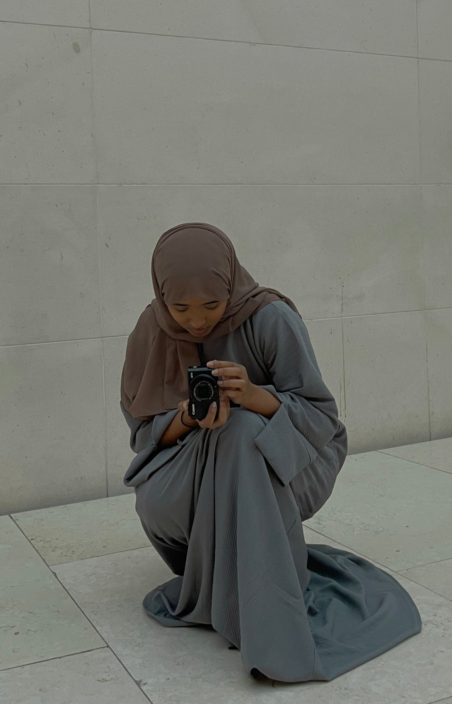 Light Grey Ribbed Winter Abaya