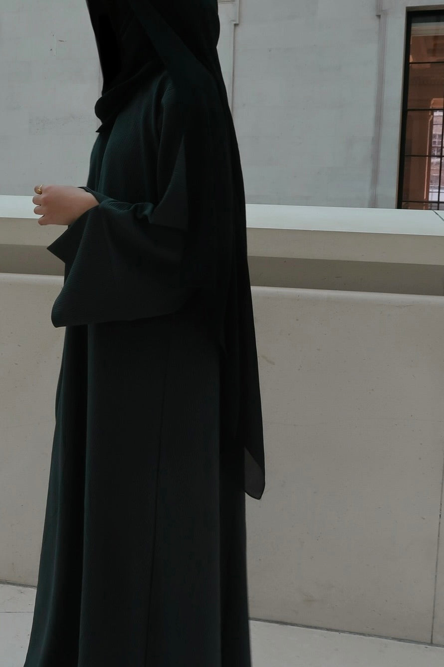 Dark Grey Ribbed Winter Abaya