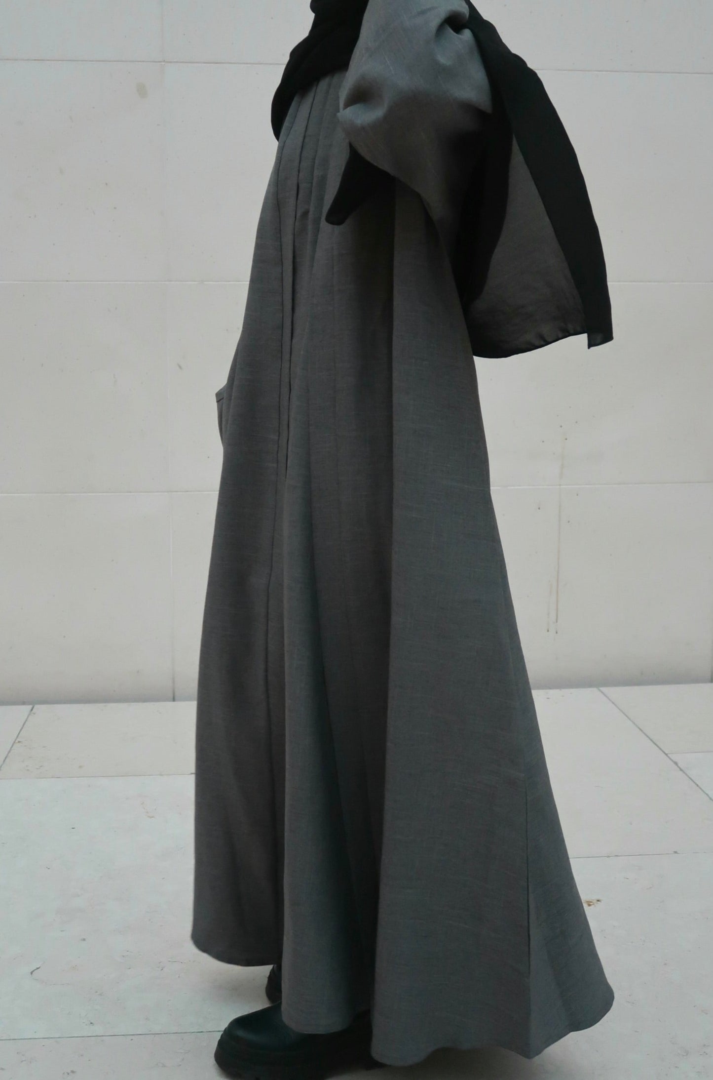 Grey Kamila - 2 Pieces Open Abaya Set