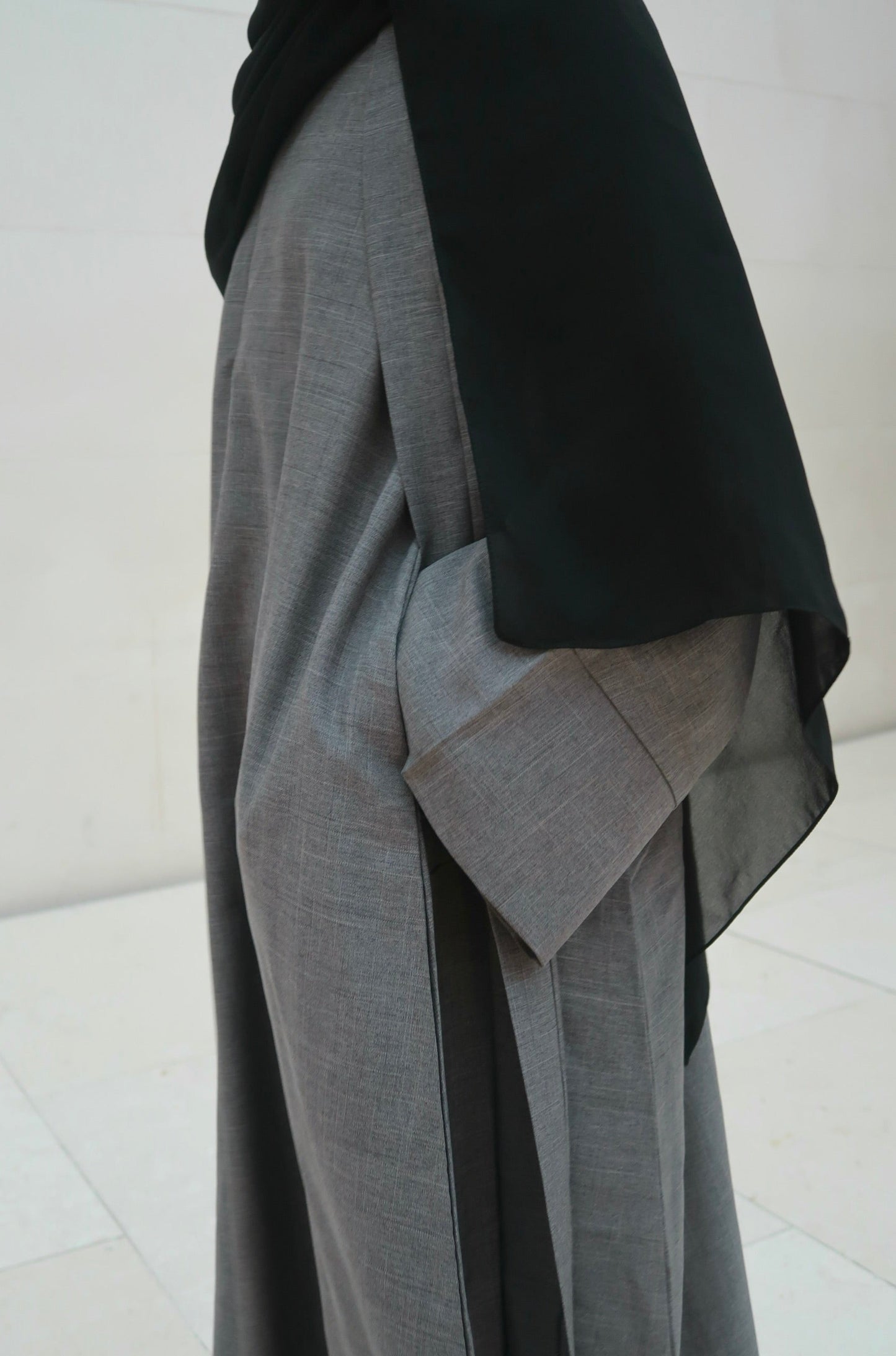 Grey Kamila - 2 Pieces Open Abaya Set