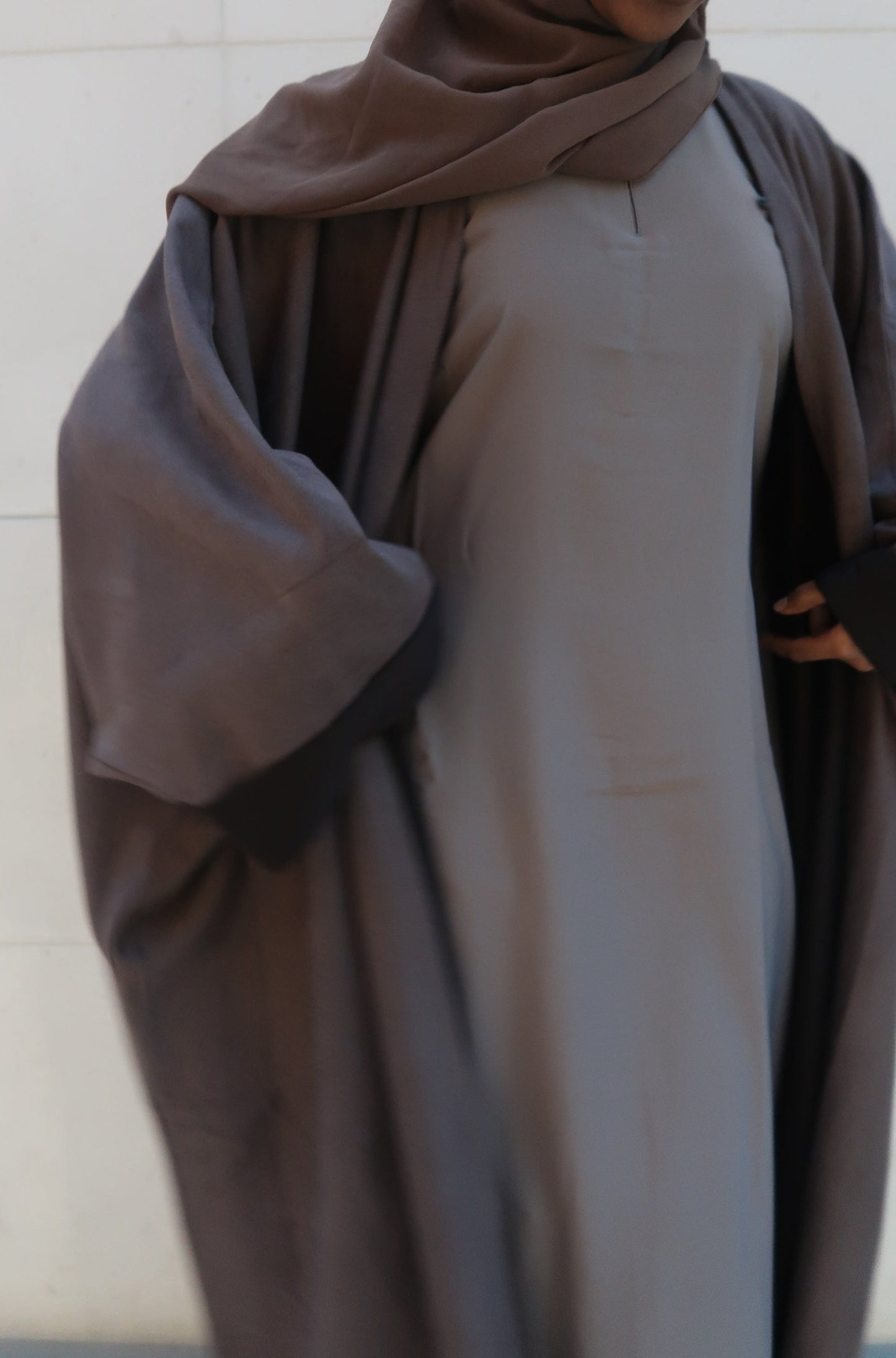 Suede Wrap Abaya Brown