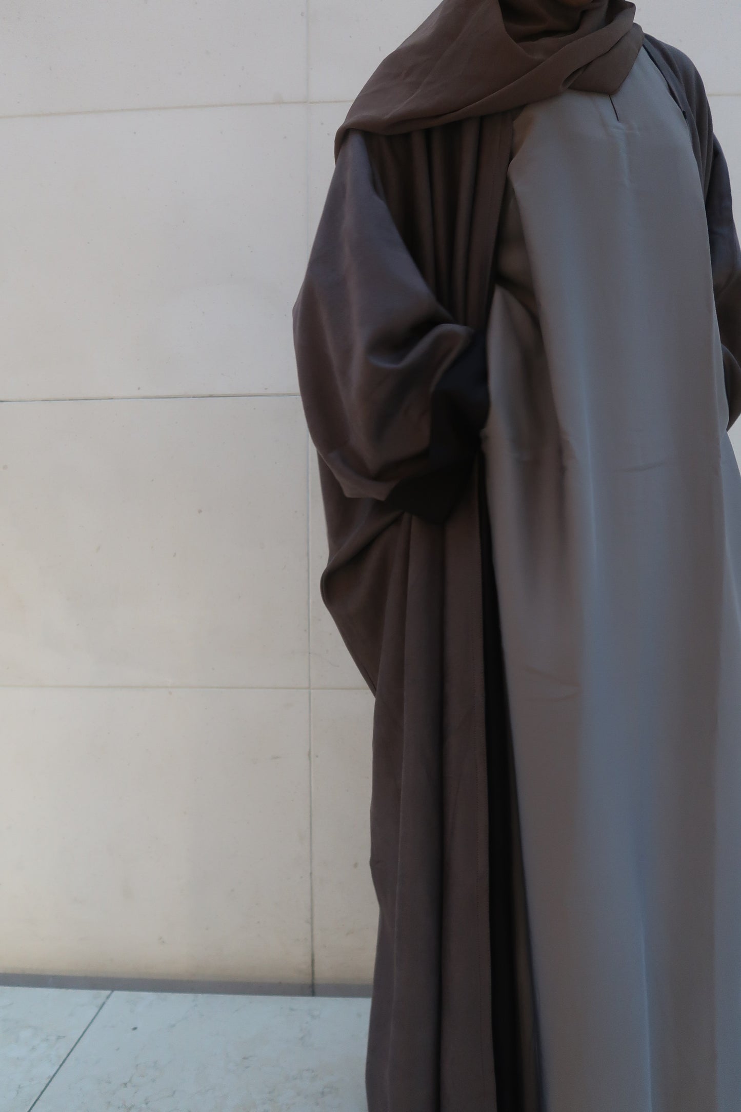 Suede Wrap Abaya Brown