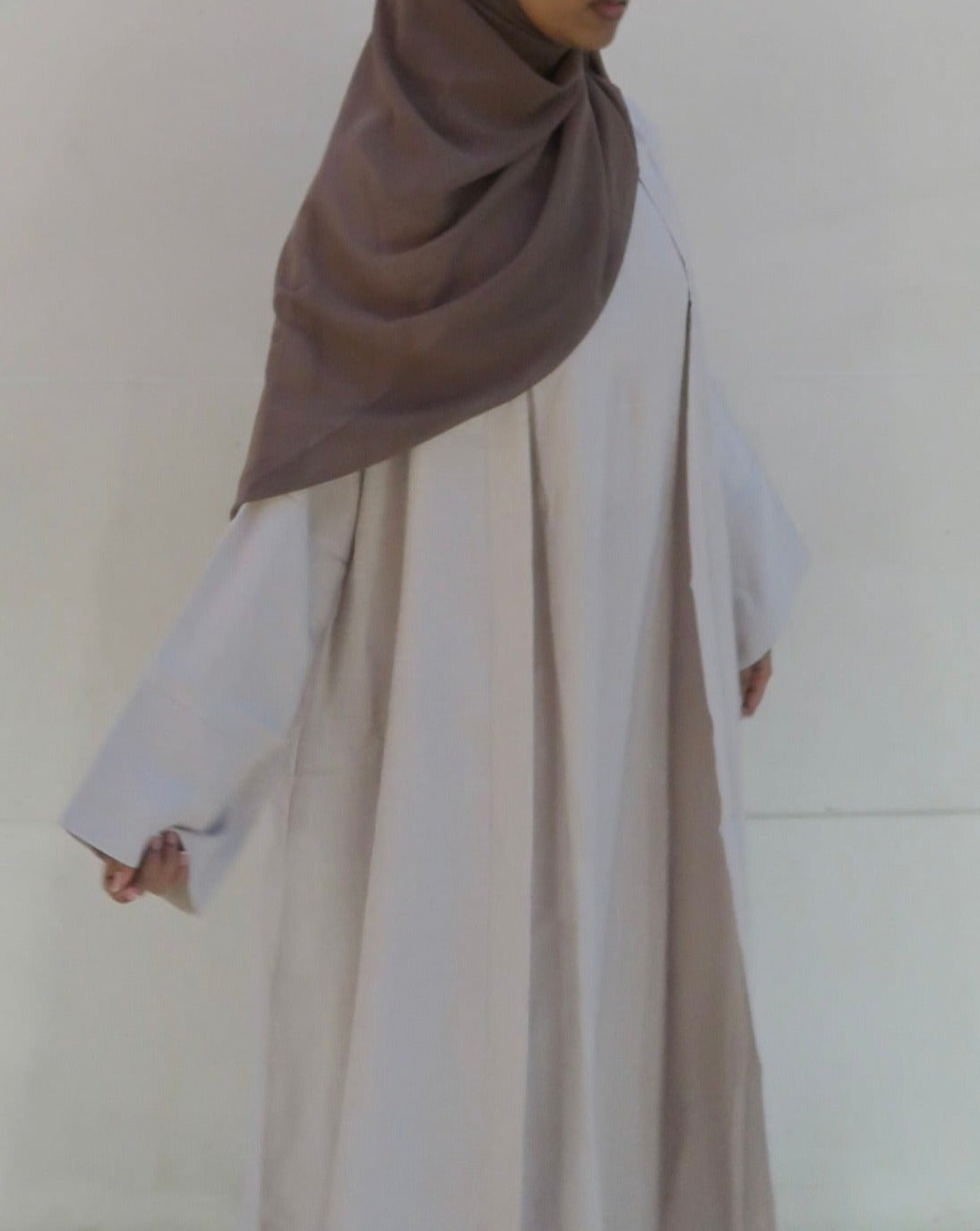 Beige Kamila - 2 Pieces Open Abaya Set