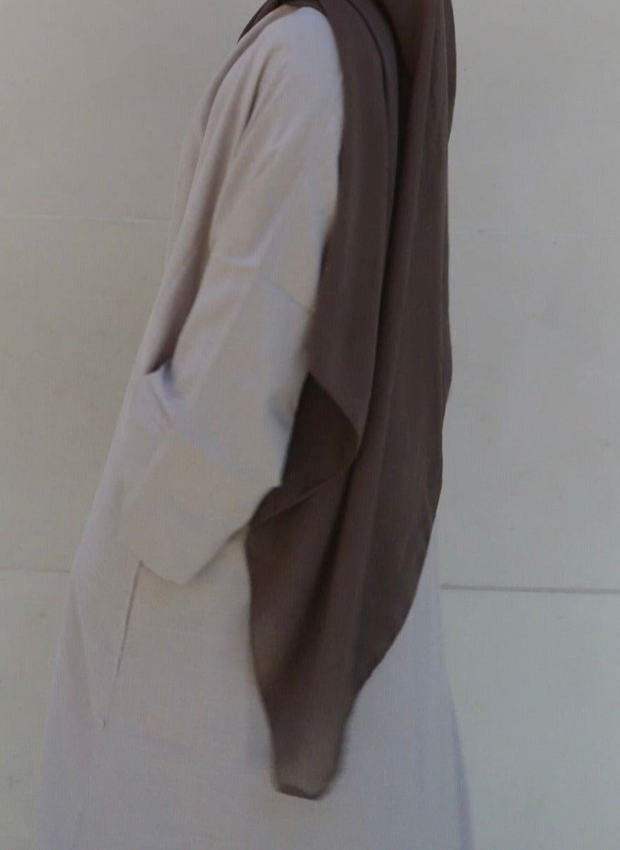 Beige Kamila - 2 Pieces Open Abaya Set