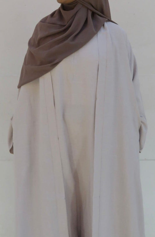 Beige Kamila - 2 Pieces Open Abaya Set